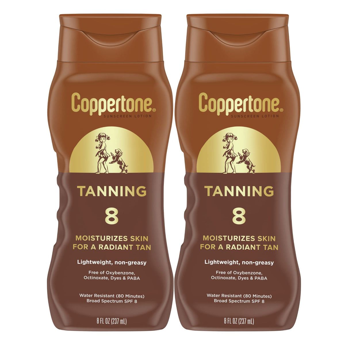 Coppertone front packaging twin bottles showing value pack and SPF benefits