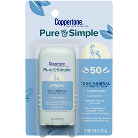 Coppertone front packaging showing compact SPF 50 stick and benefits