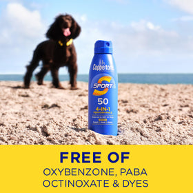 Coppertone at beach lifestyle shot showing reliable sun protection outdoors