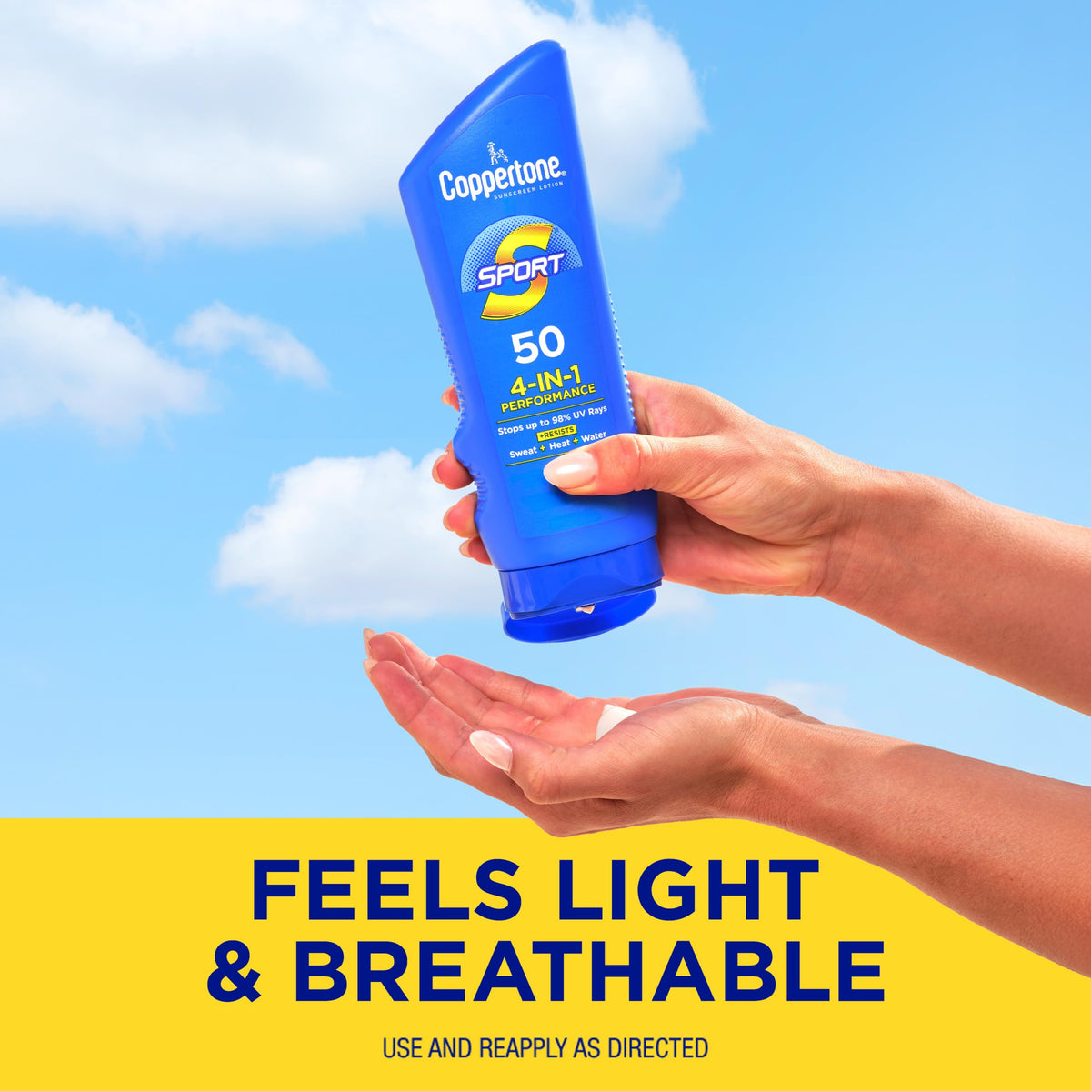 Coppertone label closeup highlighting ingredients and sunscreen facts