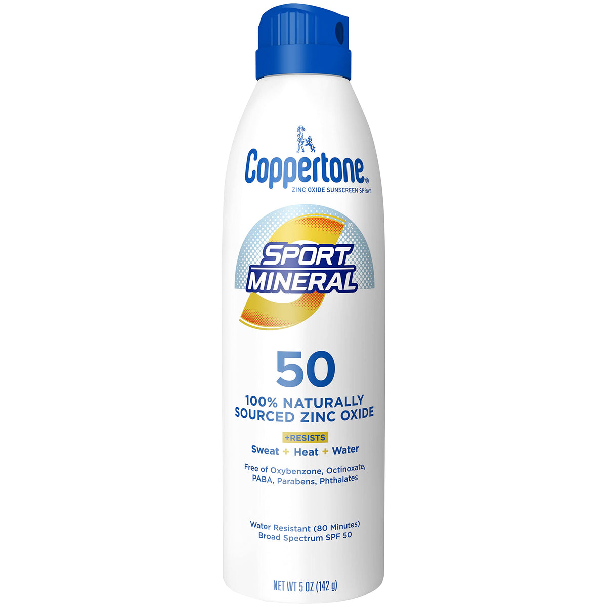 Coppertone front can showing label and SPF50 for easy identification and high protection