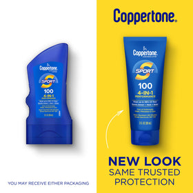 Coppertone bottle next to ruler demonstrating compact 3 fl oz portability