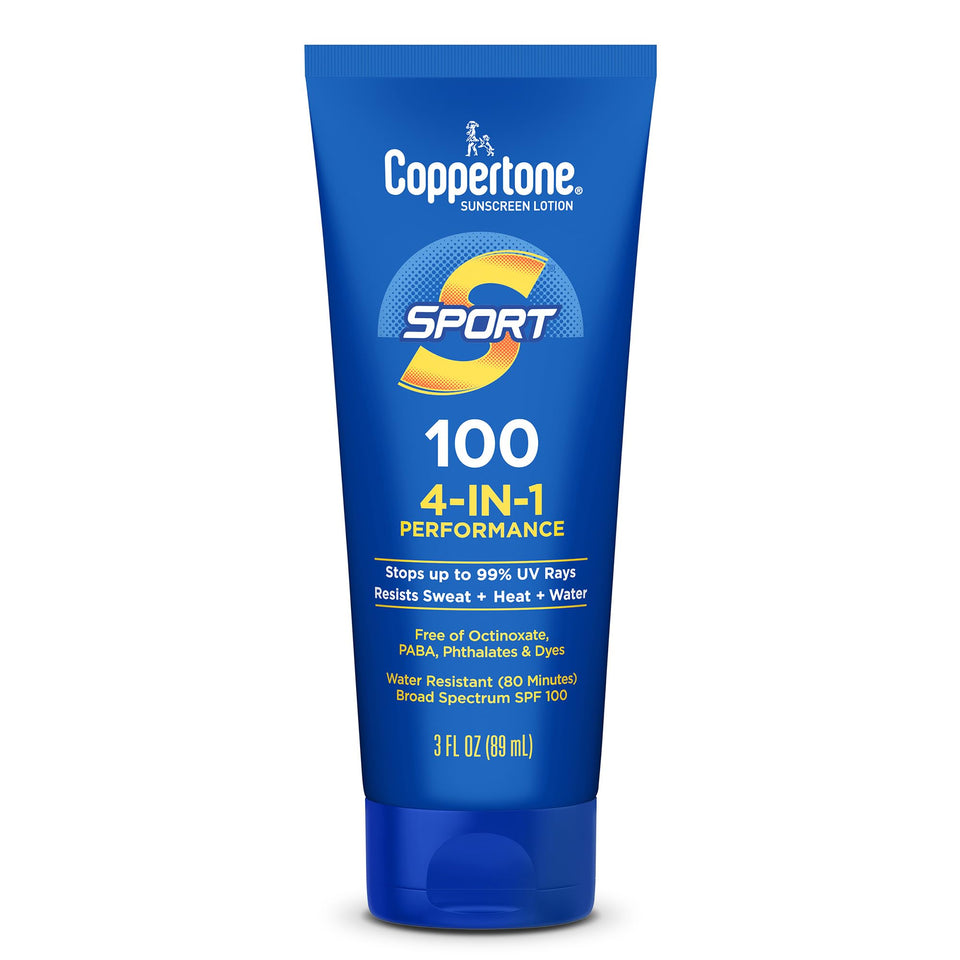 Coppertone front packaging showing SPF 100 and sport protection benefit