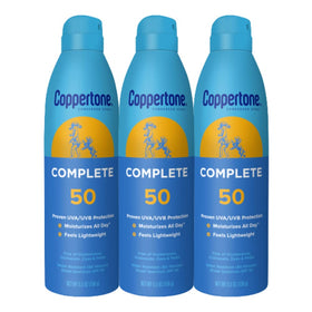 Coppertone bottle front packaging showing SPF 50 protection and benefits