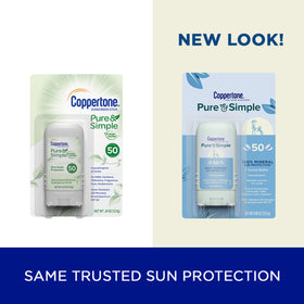 Coppertone open twist-up sunscreen stick showing product tip for precise application