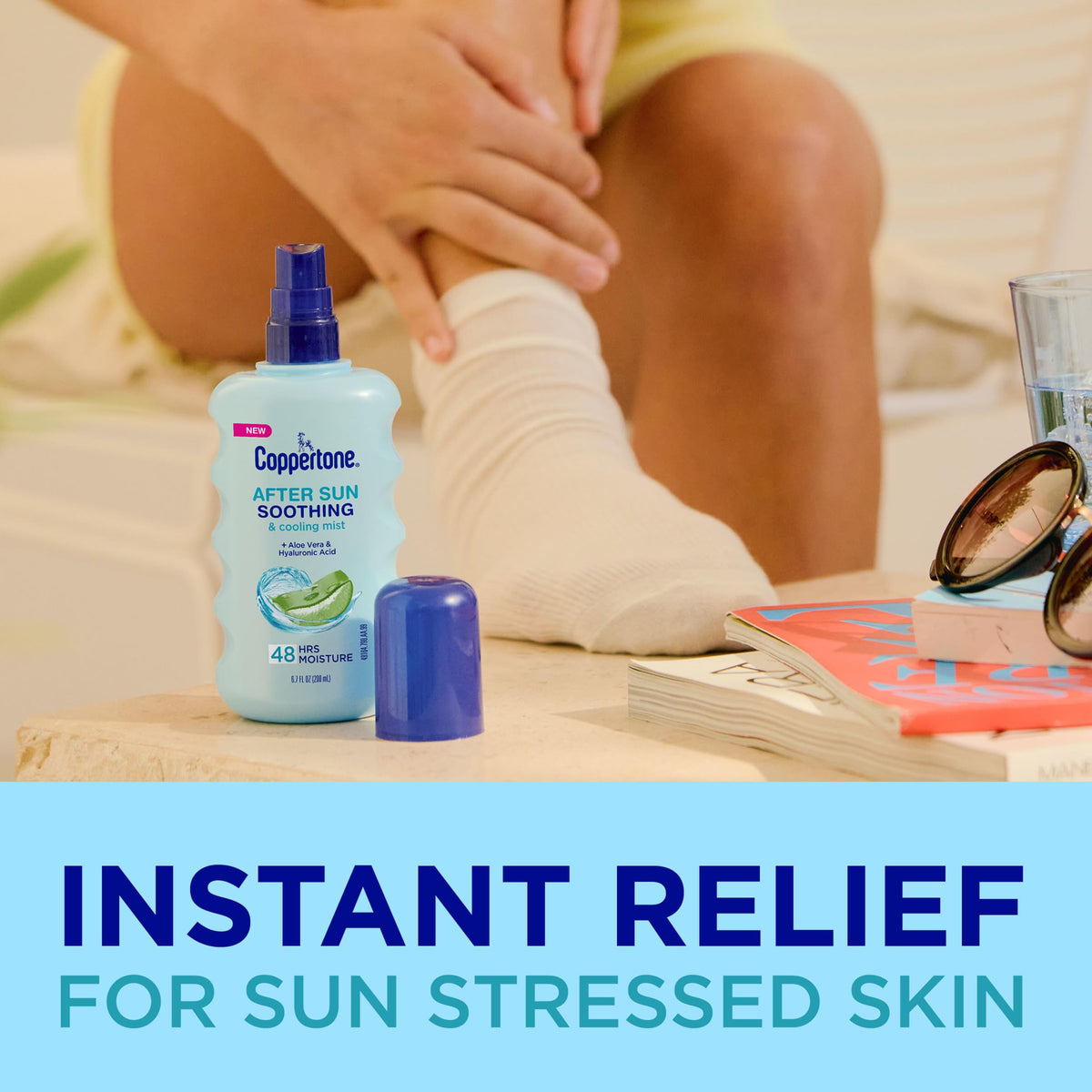 Coppertone mist on forearm texture image showing fast absorption