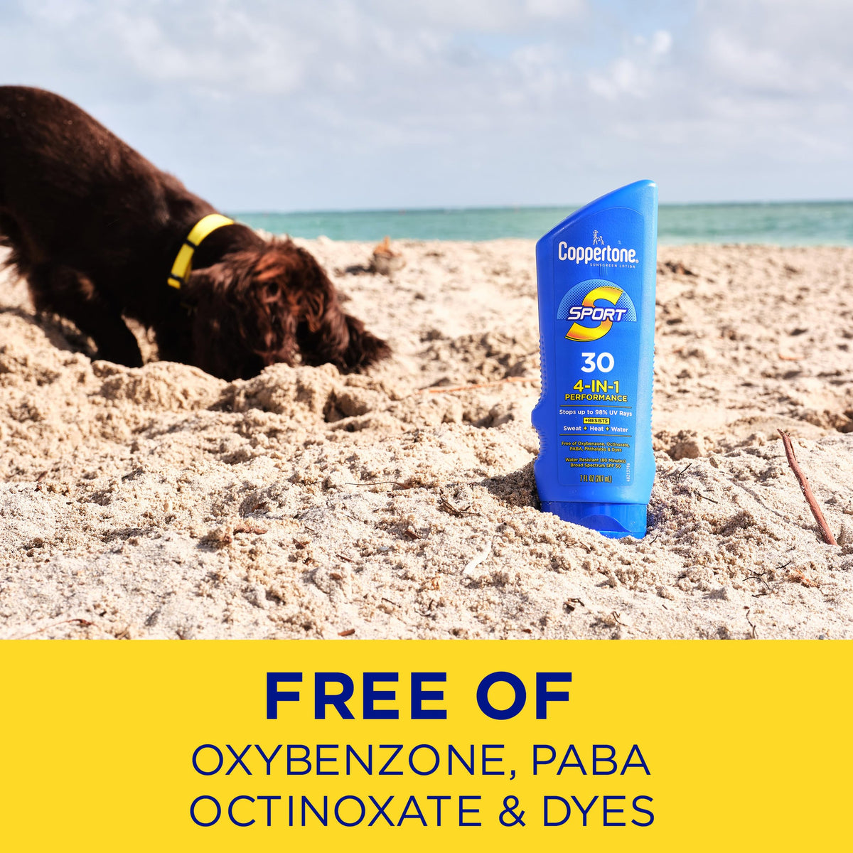 Coppertone twin pack display highlighting value and convenient spare bottle