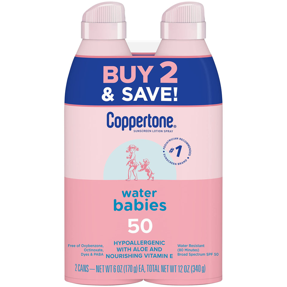 Coppertone WaterBabies front packaging showing SPF 50 protection