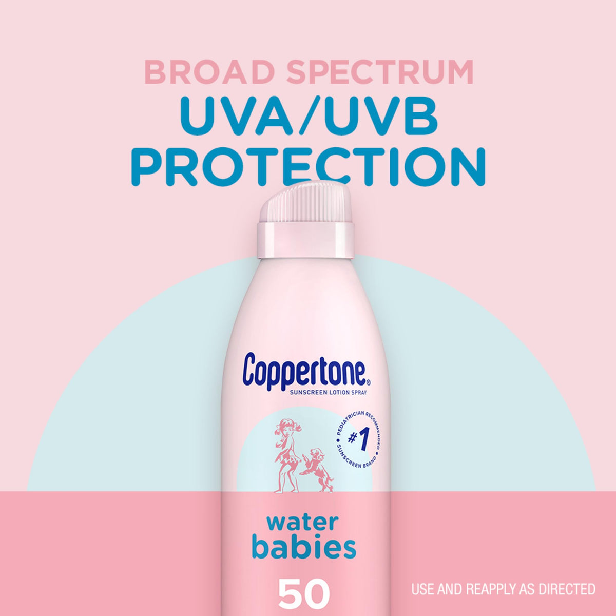 Coppertone WaterBabies sunscreen on skin texture visible for coverage