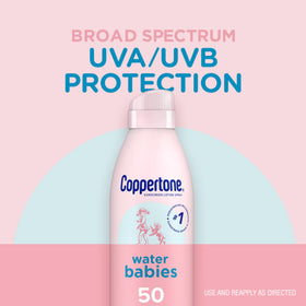 Coppertone WaterBabies sunscreen on skin texture visible for coverage