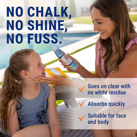 Coral Isles family applying spray at beach for quick full-body coverage