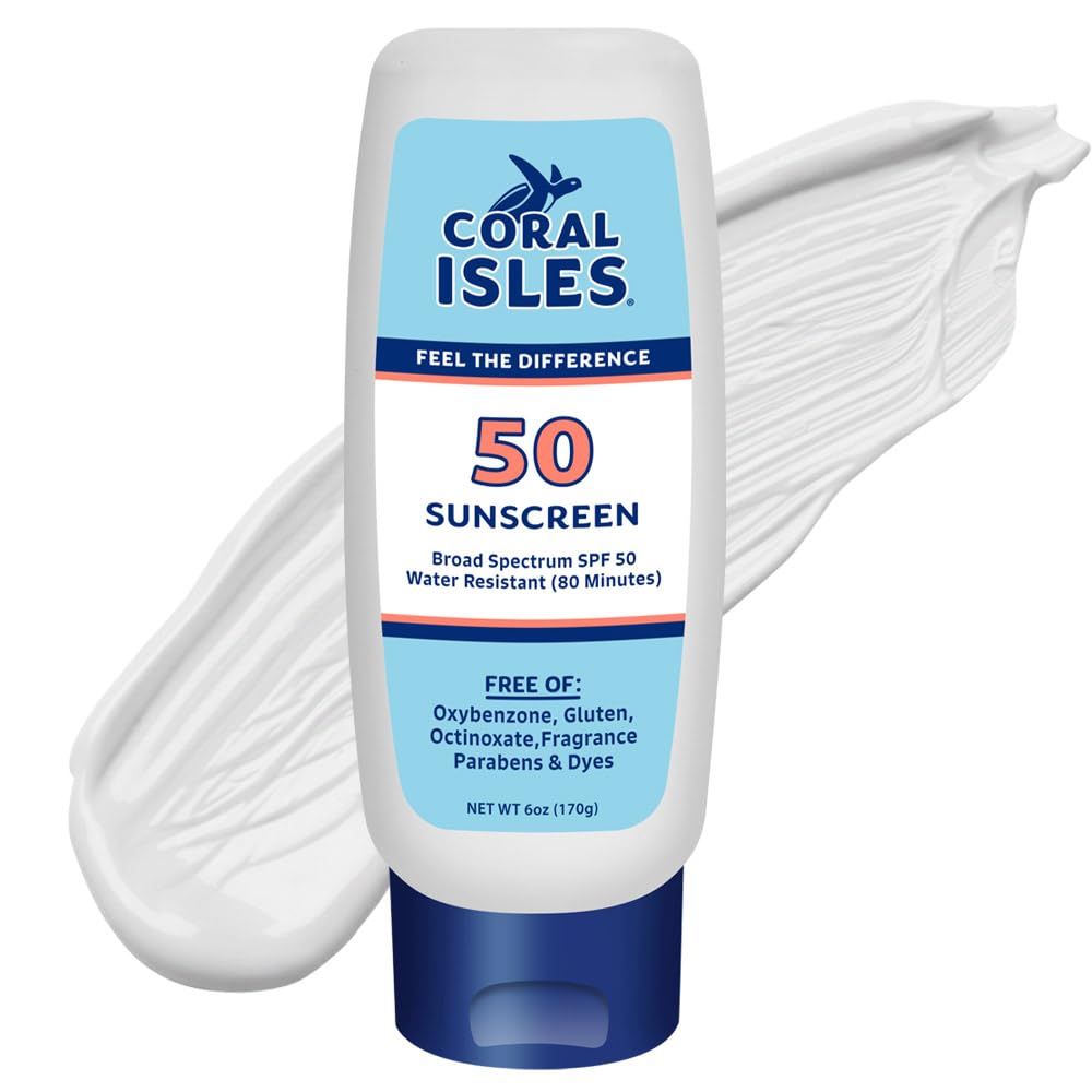 Coral Isles front packaging 6oz showing SPF 50 and reef-safe benefit