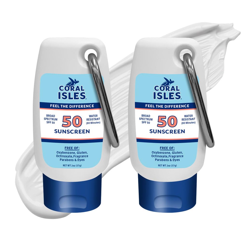 Coral Isles front packaging showing SPF 50 and reef-safe benefits