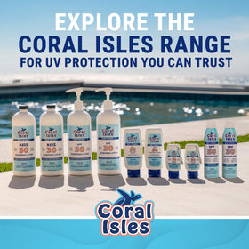 Swimmer using Coral Isles sunscreen during water activity showing 80 min resistance