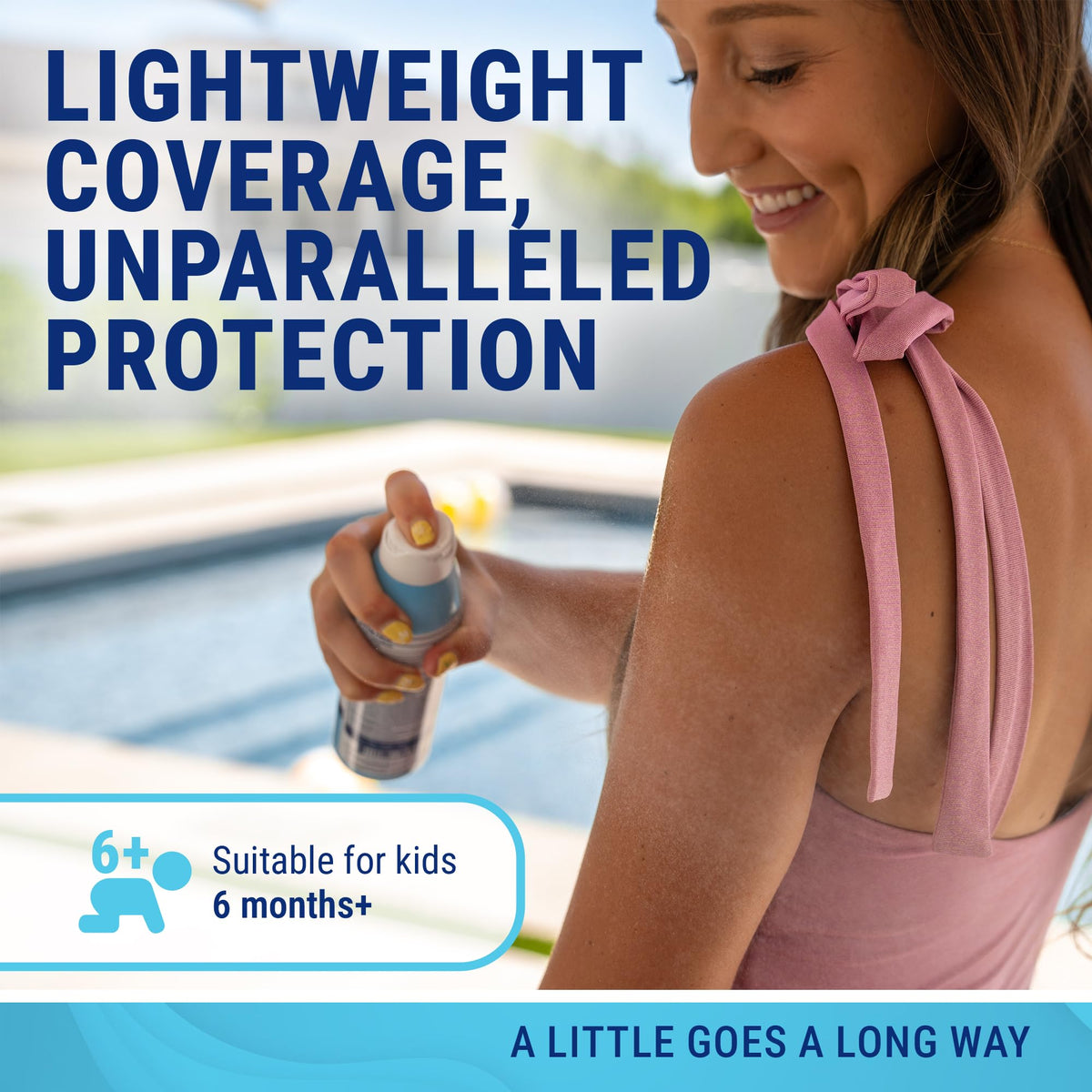 Coral Isles water resistance demo on wet skin for lasting protection
