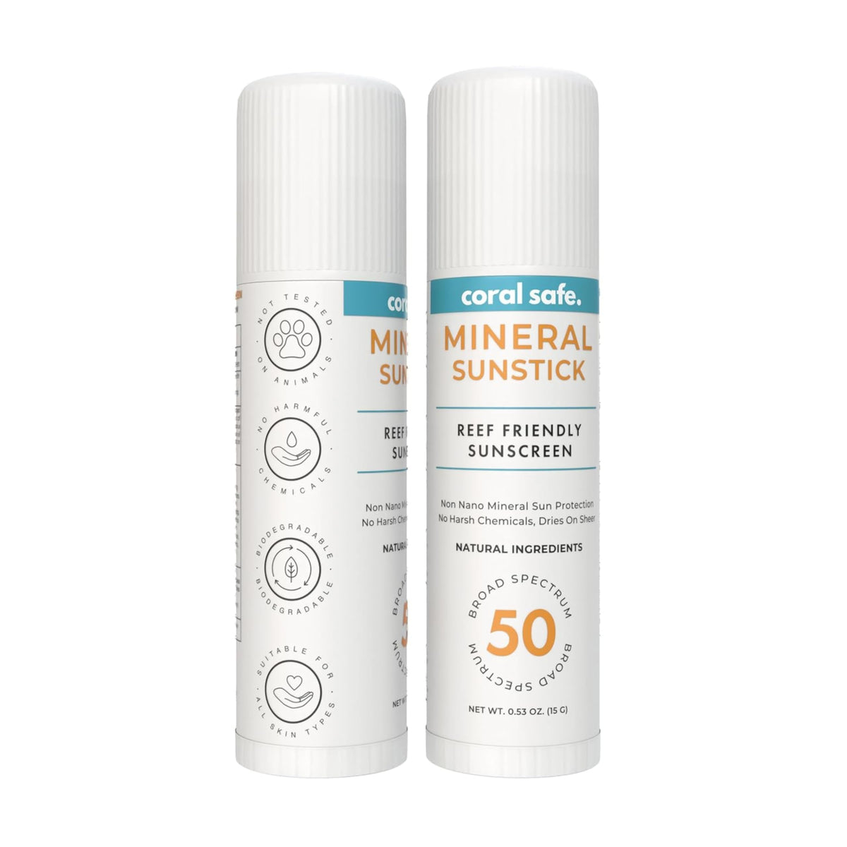 Coral Safe front packaging showing SPF 50 and reef-safe benefits