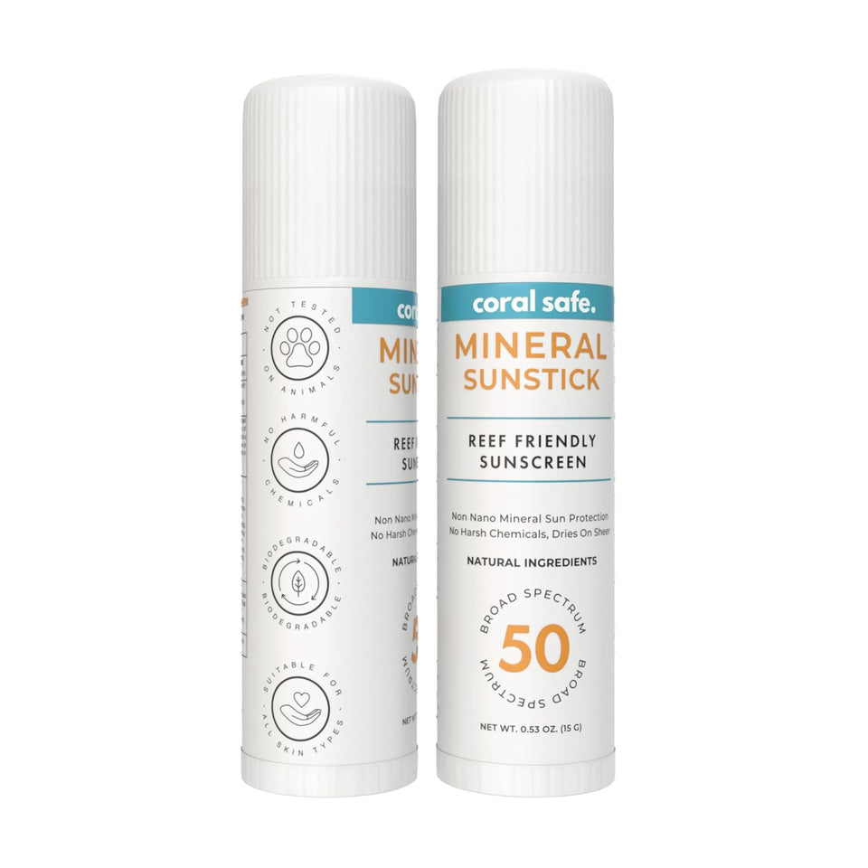 Coral Safe front packaging showing SPF 50 and reef-safe benefits