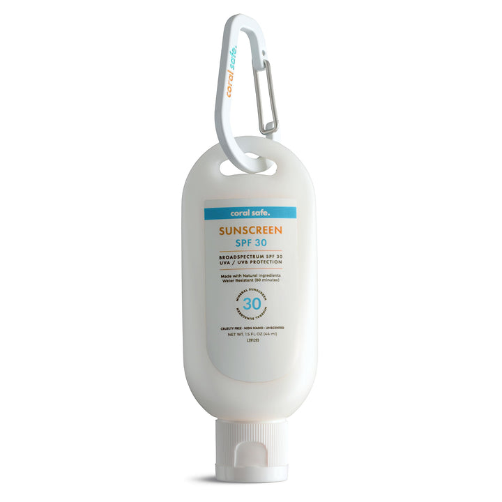 Coral Safe front packaging showing travel-size sunscreen and SPF options