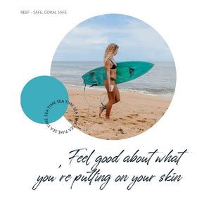 Coral Safe stick used on beach for active, reef-friendly sun protection