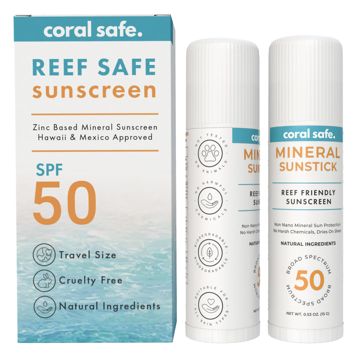 Coral Safe stick open cap showing solid stick format and easy use