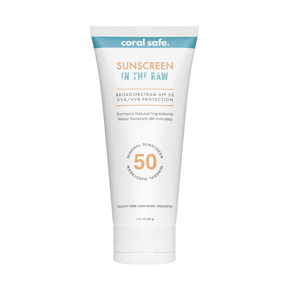 Coral Safe front packaging showing SPF50 and reef-safe benefit