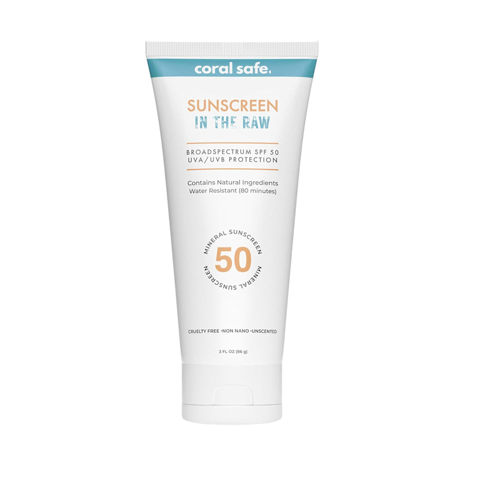 Coral Safe front packaging showing SPF50 and reef-safe benefit