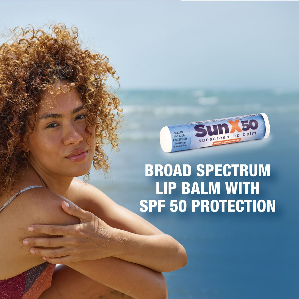 CoreTex Sun X lip balm stick close-up showing smooth texture and easy glide