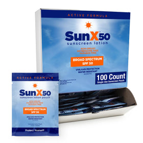 CoreTex Sun X 50 front packet showing branding and SPF for easy identification
