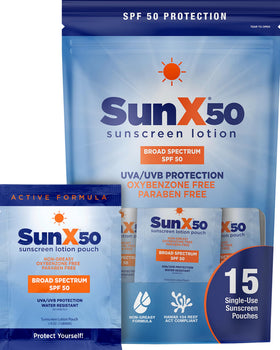 CoreTex Sun X front pouch showing travel-ready packets and organized storage benefit