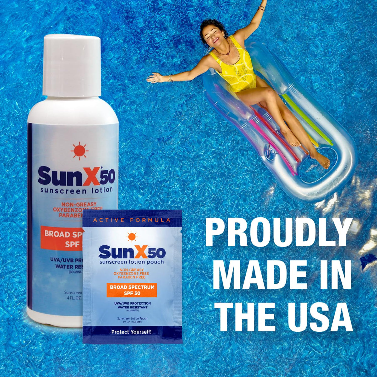CoreTex Sun X 50 used poolside to show water resistance up to eighty minutes