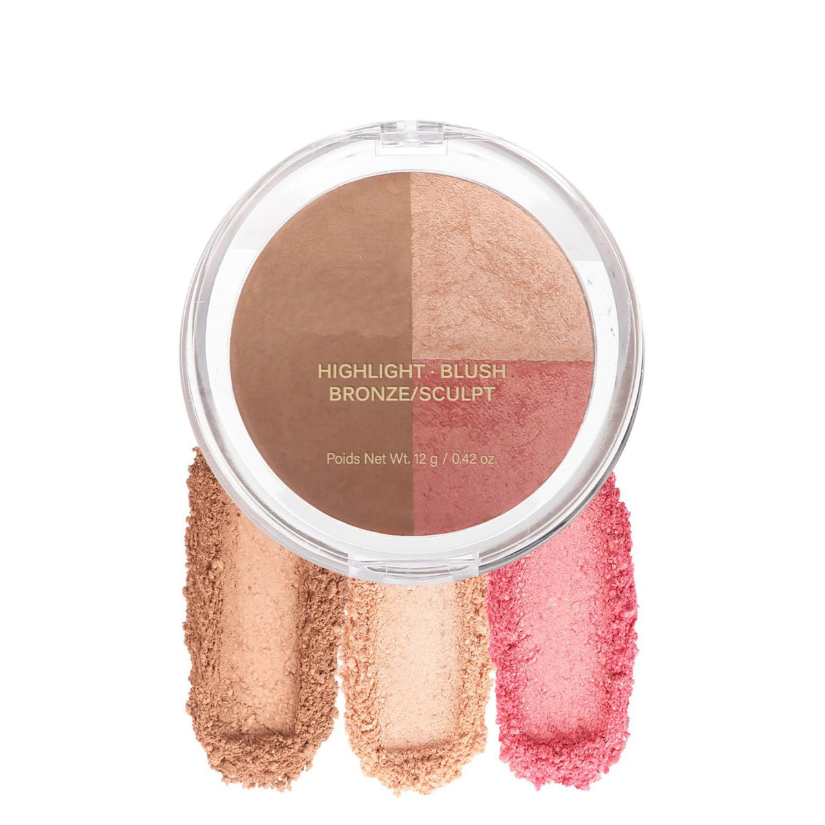 Corlo palette front view showing three shades and compact convenience