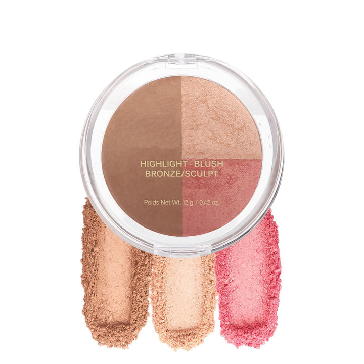 Corlo palette front view showing three shades and compact convenience