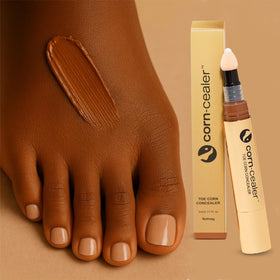 CORN-CEALER applied to a toe while wearing sandals for discreet concealment