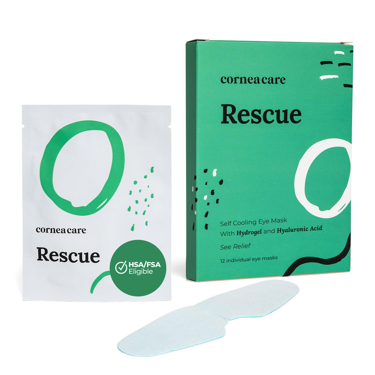 CorneaCare Rescue front packet showing branding and 12-count convenience for travel