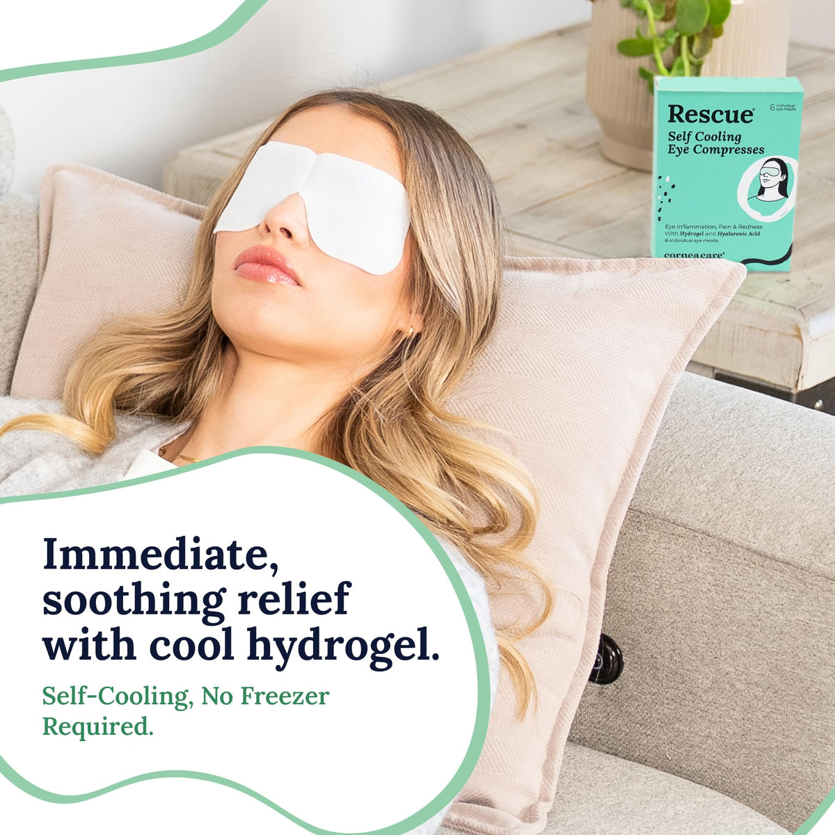 CorneaCare mask in hand illustrating size and one-time use portability benefit