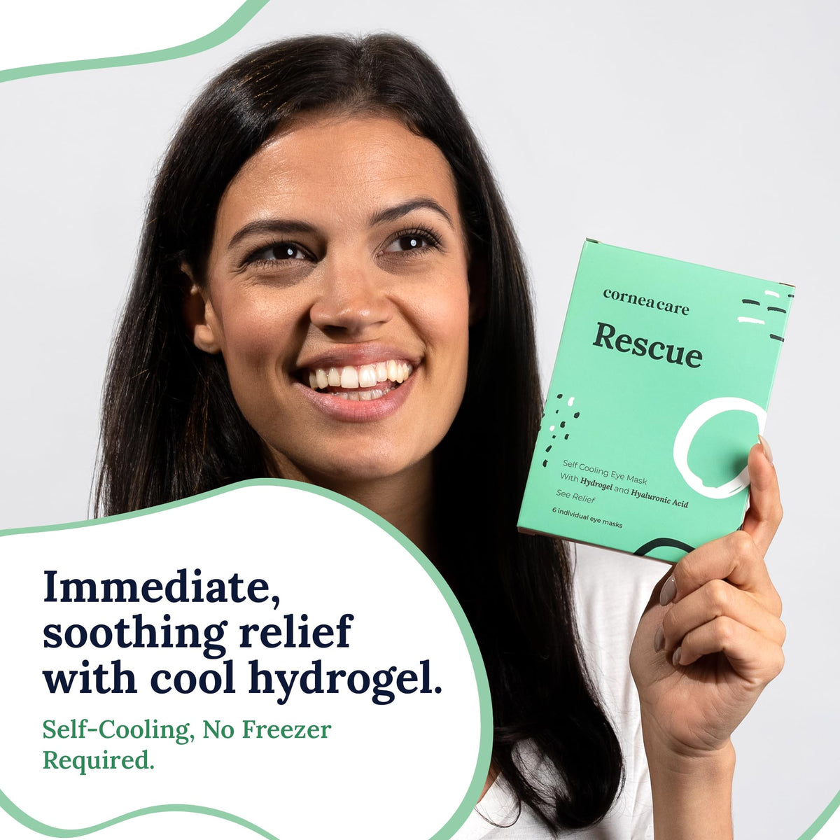 Travel flatlay with CorneaCare Rescue packets ready for on-the-go cooling comfort