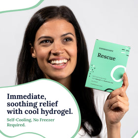Travel flatlay with CorneaCare Rescue packets ready for on-the-go cooling comfort