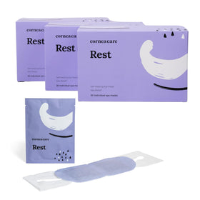 CorneaCare Rest front packaging showing mask count and benefits