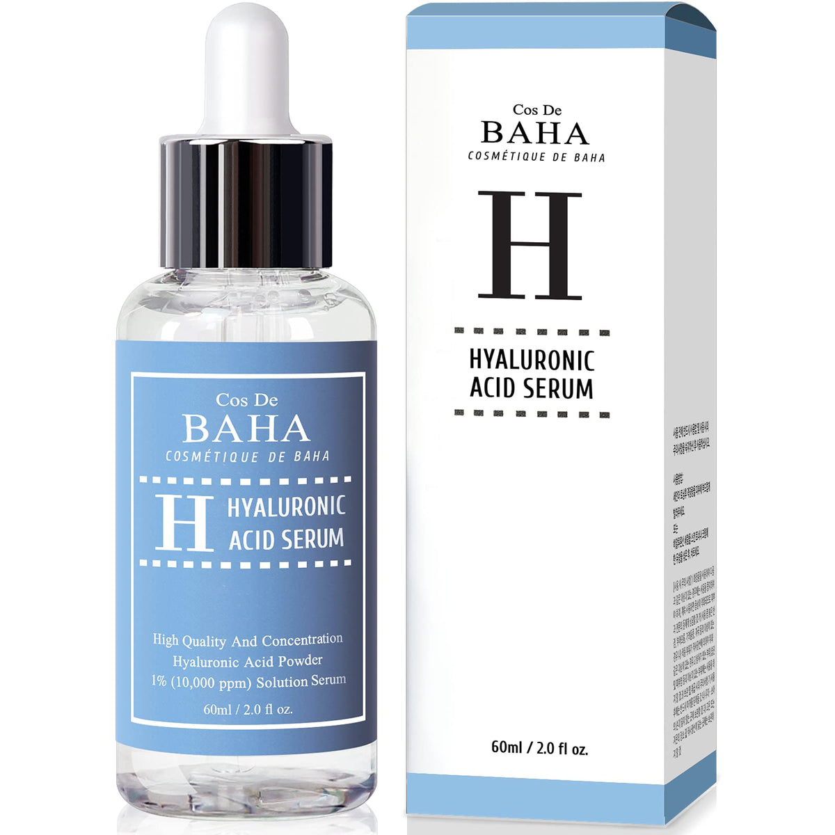 Cos De BAHA front bottle showing minimalist design and clear hydrating formula