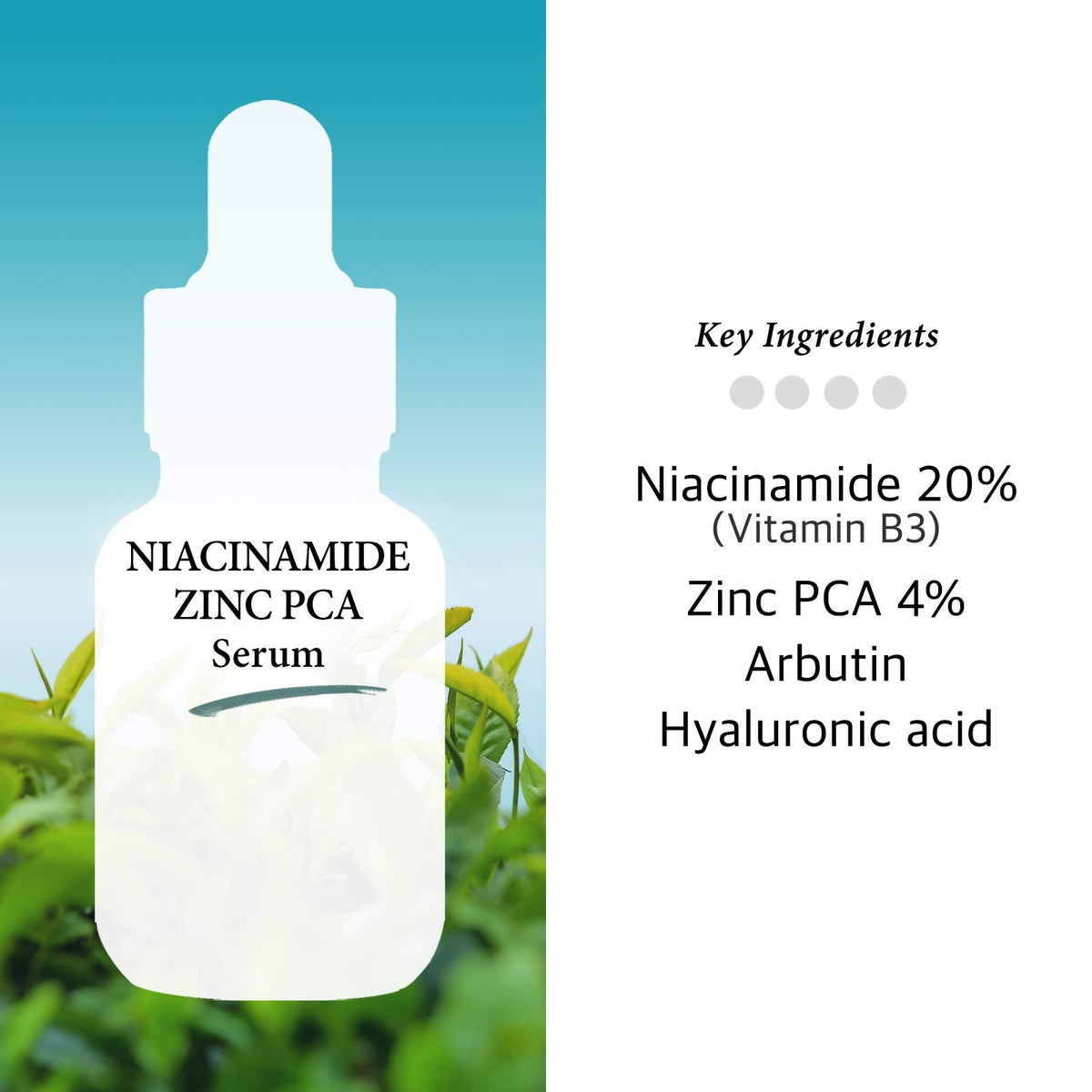Cos De BAHA label close-up highlighting active niacinamide and zinc PCA benefits