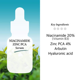 Cos De BAHA label close-up highlighting active niacinamide and zinc PCA benefits
