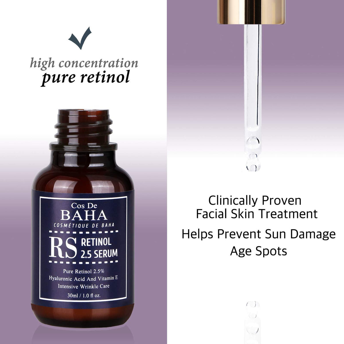 Cos De BAHA serum droplet texture on surface, showing lightweight hydration
