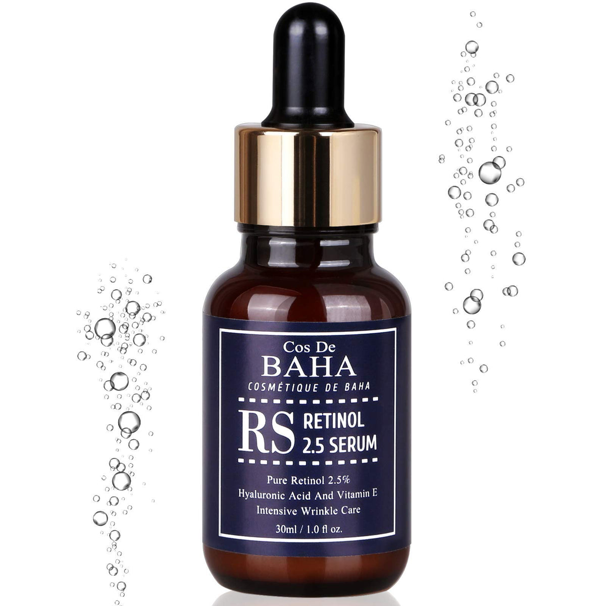 Cos De BAHA bottle beside sink in nighttime routine, indicating evening use