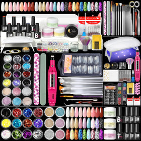 COSCELIA front packaging showing complete beginner acrylic nail kit and convenience