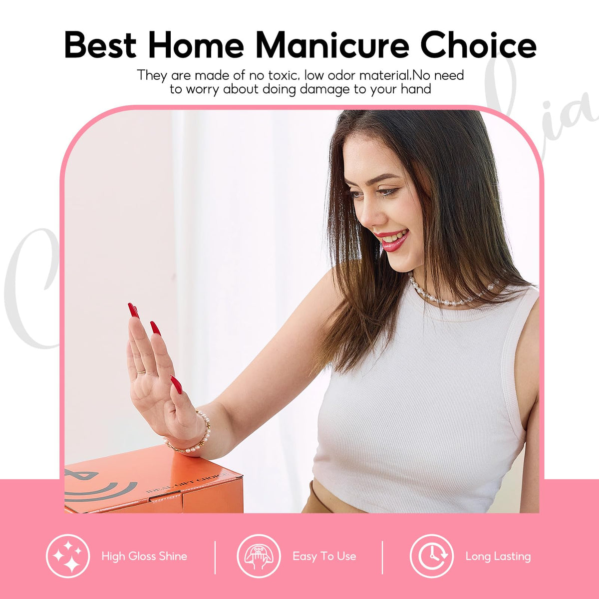 COSCELIA in-use manicure application showing smooth coverage and control