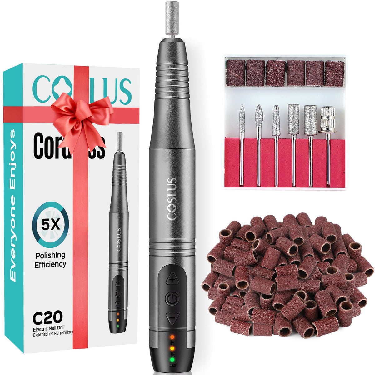 COSLUS C20 front view showcasing compact cordless design and ergonomic grip for easy handling