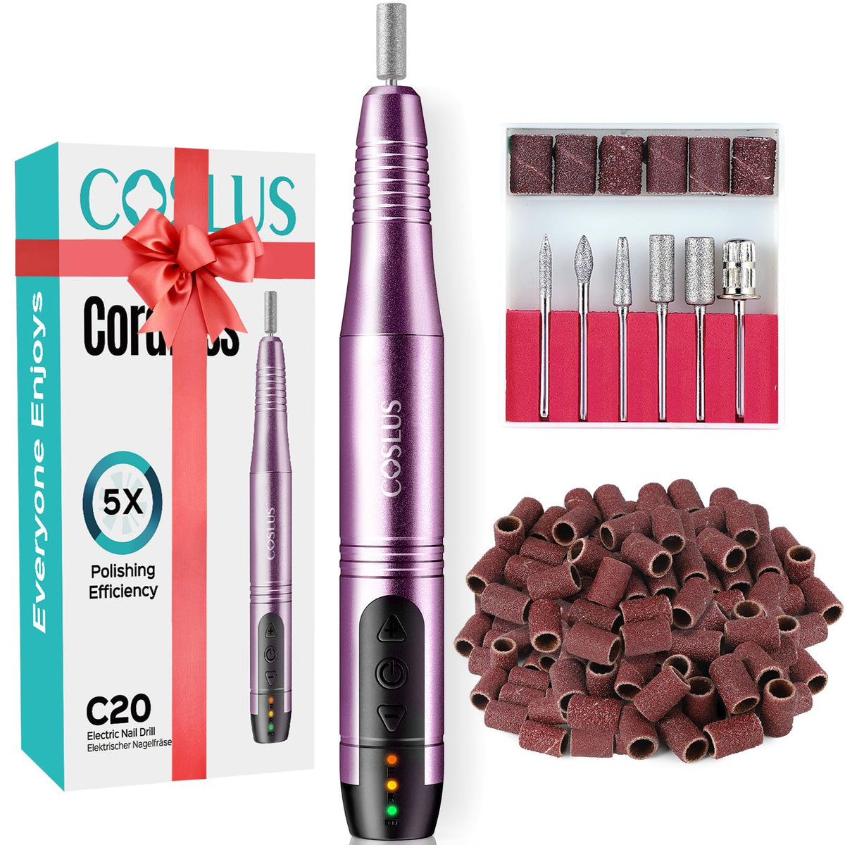 COSLUS C20 front view showing compact cordless design and easy controls