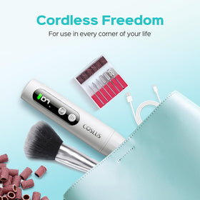 COSLUS C52 lifestyle travel shot showing cordless freedom for on-the-go nail care