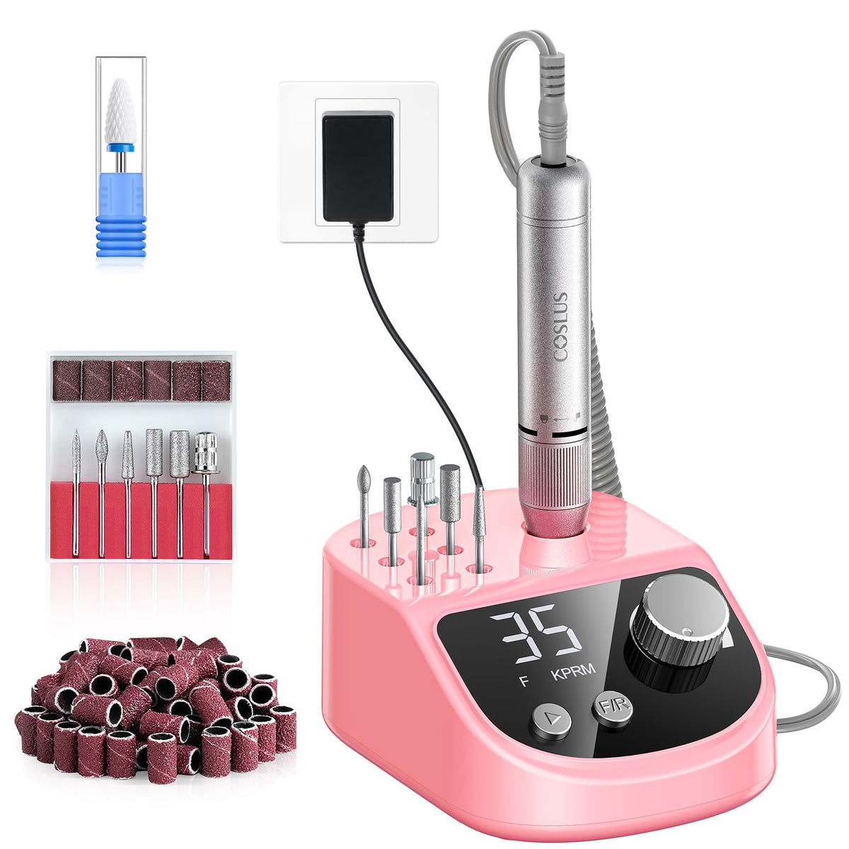 COSLUS E50 front control base showing organized layout and quick access