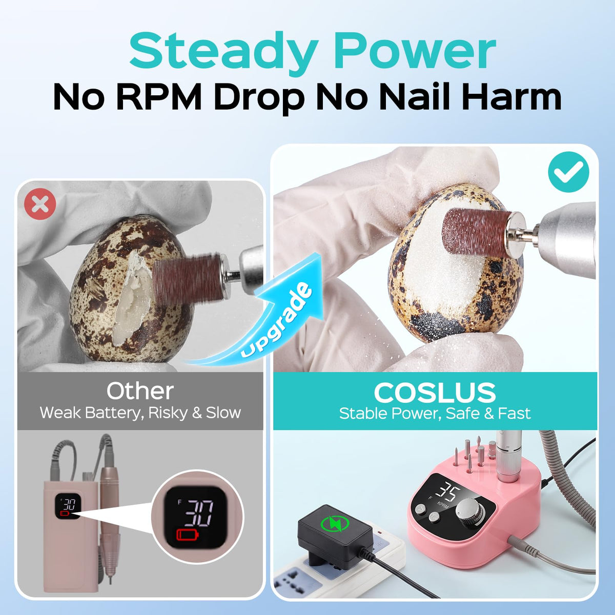 COSLUS handpiece close-up highlighting grip texture and precision handling